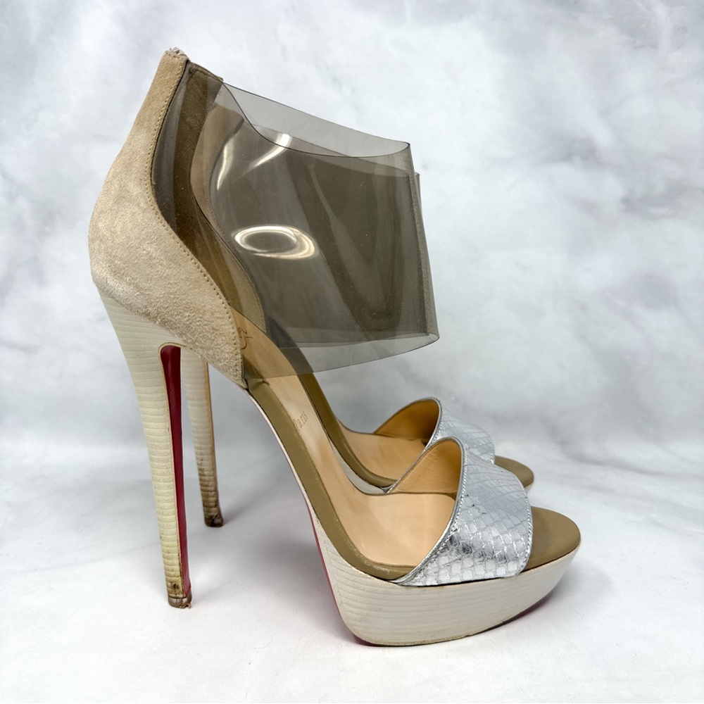 Christian Louboutin Dufoura 140 PVC Python Platform Stiletto Sandal Heels 40 - Picture 3 of 16